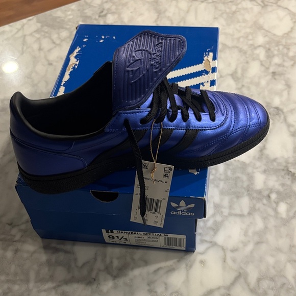 adidas Shoes - Adidas Women’s Handball Spezial Metallic Black and Blue Sneakers